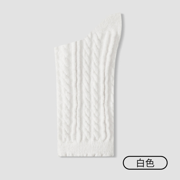 女襪｜襪子女加厚保暖蓄熱鎖溫麻花羊毛襪彈力花邊親膚舒適堆堆襪「M3166」25.10-4