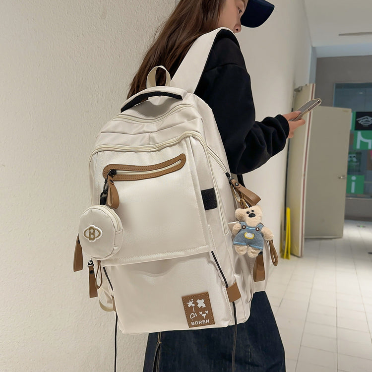 致青春｜簡約百搭學生書包女大容量休閒旅行雙肩包潮流設計感百搭雙肩背包「6017-142」25.12-2