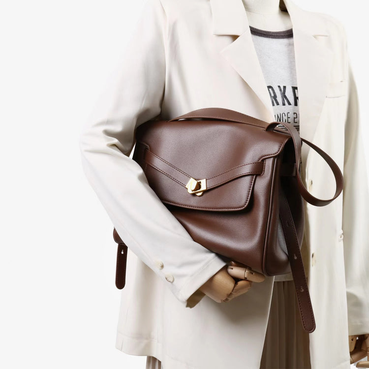 質感真皮｜2025新款通勤復古百搭單肩斜背包外出上班公文包女包時尚潮流單肩包「6191L」25.12-1