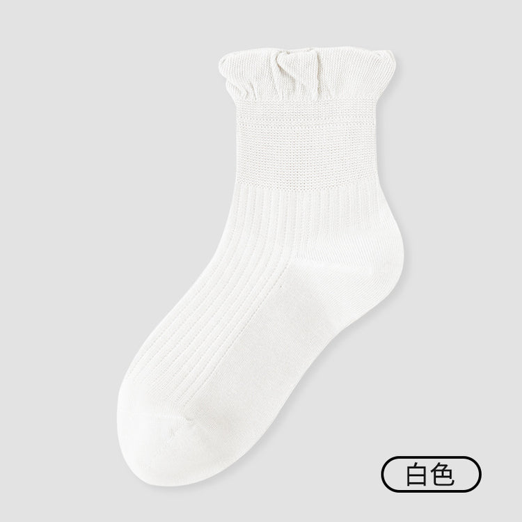 女襪｜泡泡花邊襪子女夏季薄款網眼透氣無骨中筒襪棉質吸汗透氣月子襪「W8650」25.07-3