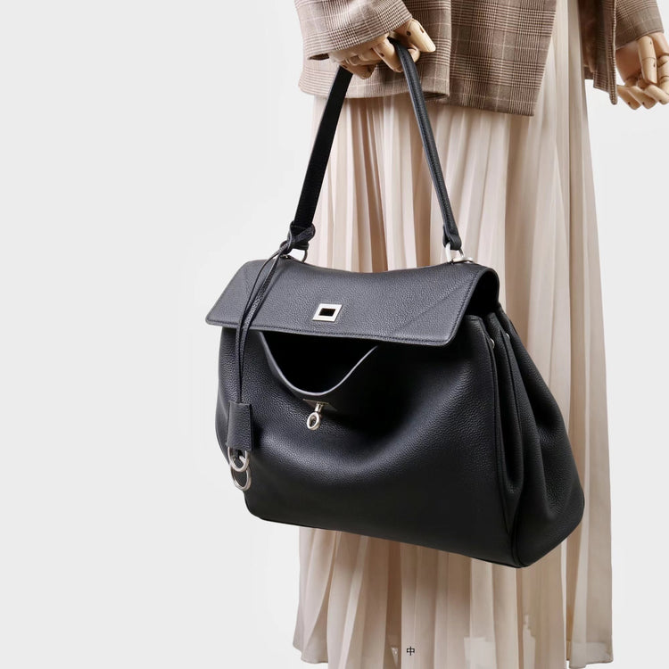 質感真皮｜2025新款togo牛皮B家同款鬆弛感大小號真皮鎖扣手提包單肩斜挎包「X5133 D5134」25.12-1