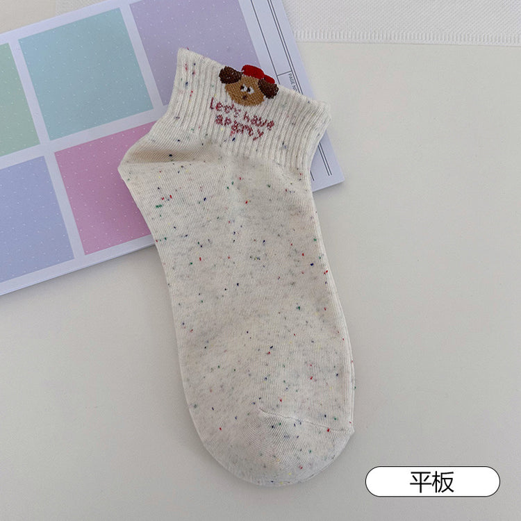 女襪｜點子紗襪子女立體卡通襪口多巴胺短襪棉質吸汗透氣舒適襪子「JR2503」25.07-4