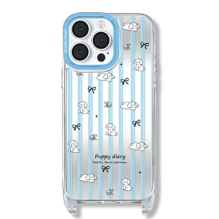 手機殼｜蘋果手機殼15/14pro適用12掛繩鏡面殼iPhone13promax新款11「WL0010」24.07