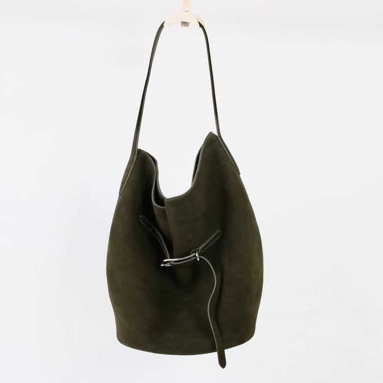 質感真皮｜2025新磨砂牛皮托特包hobo腋下包皮帶裝飾餃子水桶包百搭單肩包「6185S」25.11-2