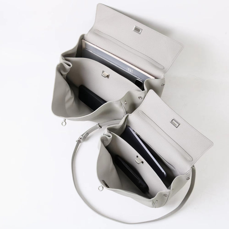 質感真皮｜2025新款togo牛皮B家同款鬆弛感大小號真皮鎖扣手提包單肩斜挎包「X5133 D5134」25.12-1