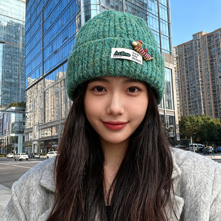 流行帽子｜韓版針織帽子秋冬百搭顯臉小保暖毛線帽甜美可愛新款刺繡冷帽男潮「C5742」25.10-4