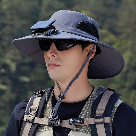 流行帽子 | 帽子男女夏季戶外登山釣魚帽太陽能風扇遮陽防曬帽防紫外線漁夫帽「C5303」25.06-1