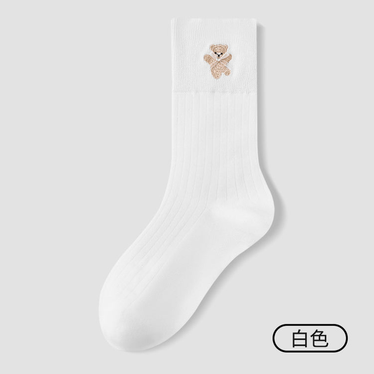 女襪｜白色堆堆襪子女棉質吸汗透氣彈力無骨中筒襪親膚舒適好搭襪子「MZ25088」25.08-3