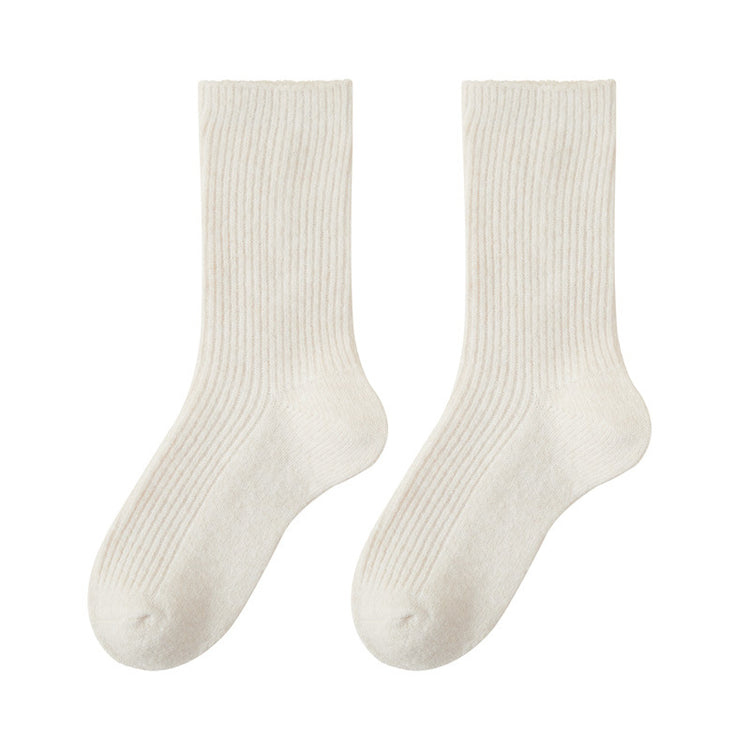 女襪｜冬季加厚襪子女雙針耐磨保暖抗寒羊毛襪親膚舒適彈力竪條中筒襪「FM2680」25.10-4