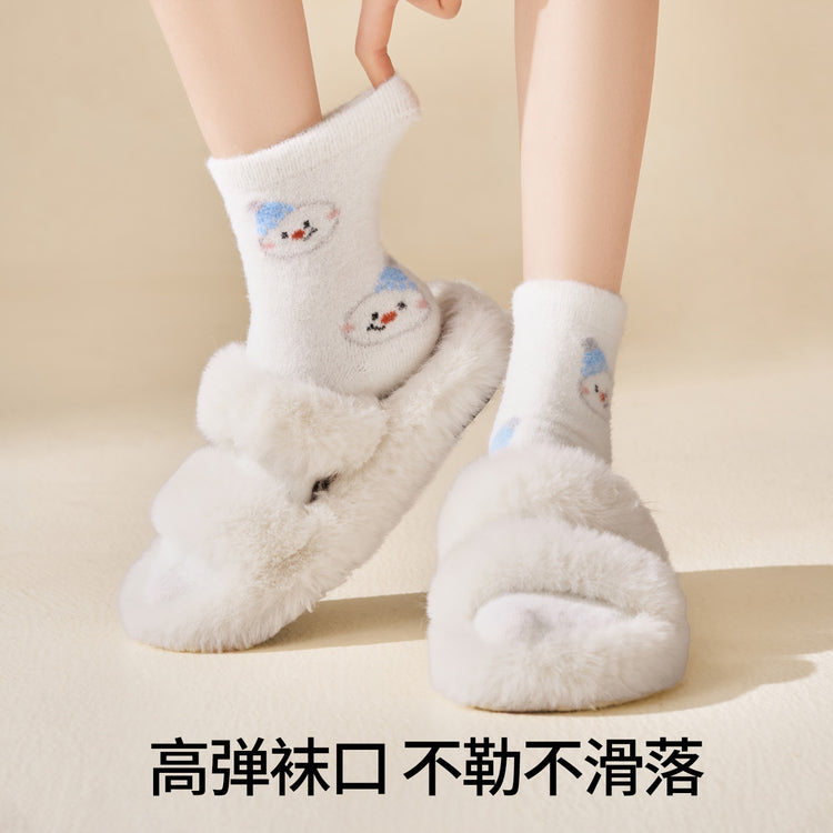 女襪｜軟糯澳絨襪子女冬季加絨加厚蓄熱鎖溫地板襪居家保暖舒適睡眠襪「D5026」25.12-2