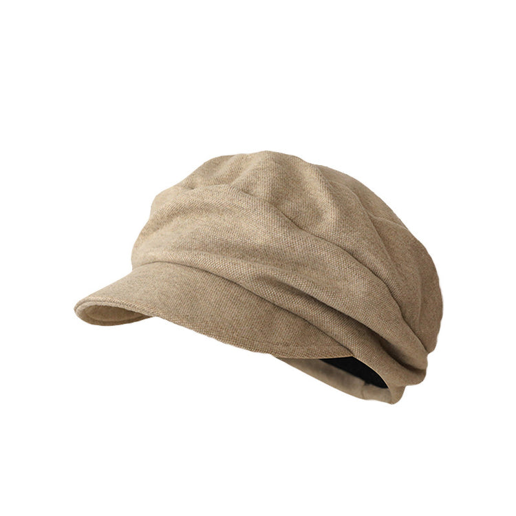 流行帽子｜日系山本風褶皺貝雷帽子女秋冬2025新款馬術帽復古鴨舌平頂報童帽「C5861」25.11-4