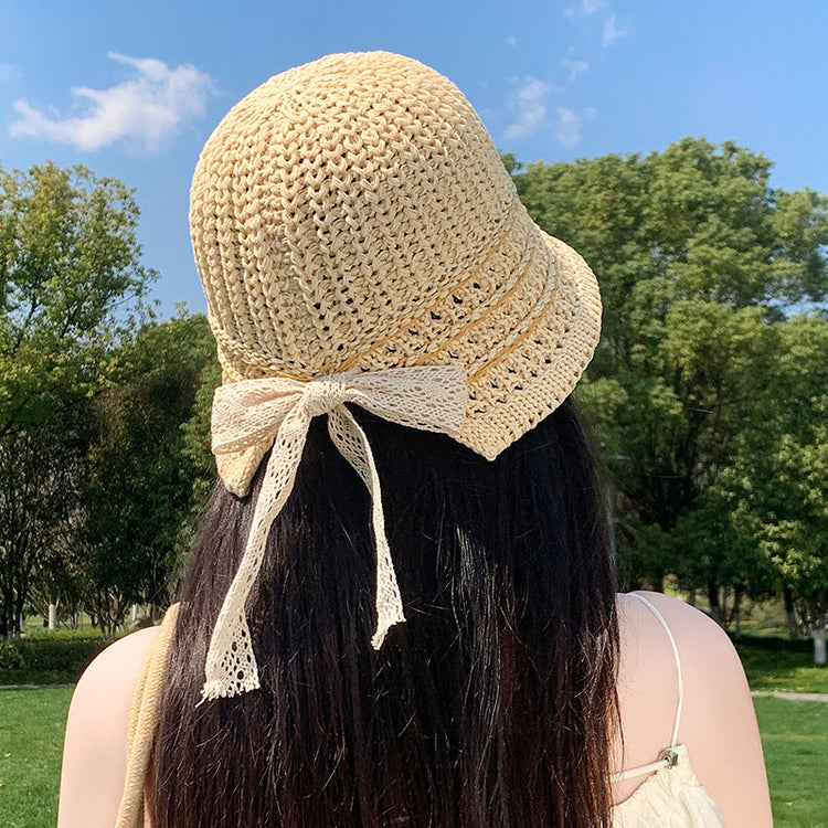 流行帽子｜夏季新款鏤空透氣帽子女編織草帽遮陽沙灘水桶帽海邊太陽帽子批發「C5038」25.05-2