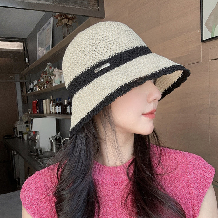 流行帽子｜夏季新款鏤空透氣帽子女編織草帽遮陽沙灘水桶帽海邊太陽帽子批發「C5038」25.05-2