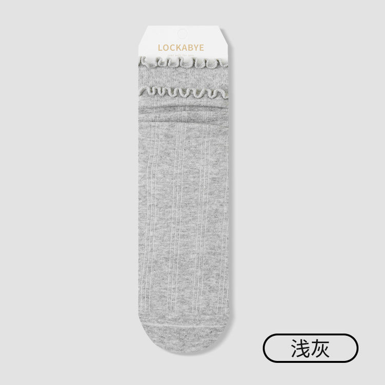 女襪｜10A抑菌襪子女棉質吸汗透氣彈力無骨中筒襪木耳邊親膚舒適堆堆襪「TY154」25.10-4