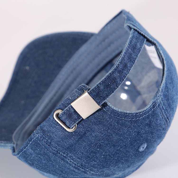 流行帽子｜牛仔字母刺繡鴨舌帽子女新款遮陽帽大頭圍顯臉小棒球帽戶外防曬帽「C5891」25.12-2