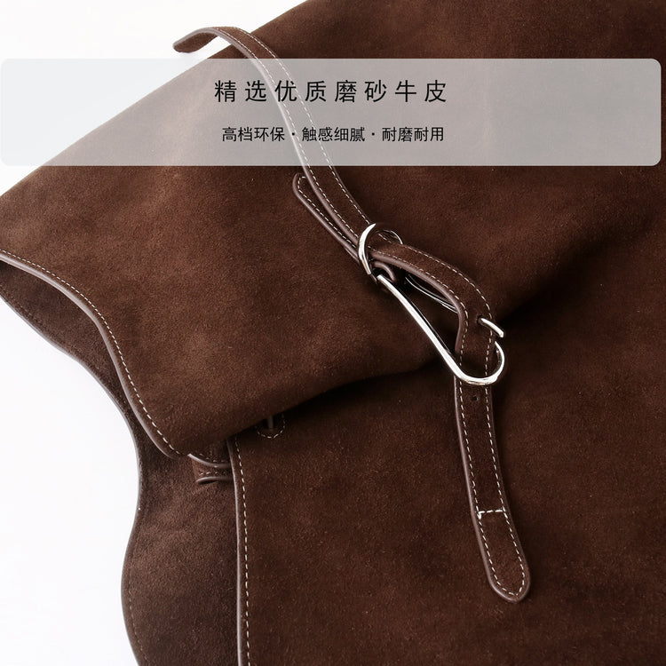 質感真皮｜2025新磨砂牛皮托特包hobo腋下包皮帶裝飾餃子水桶包百搭單肩包「6185S」25.11-2