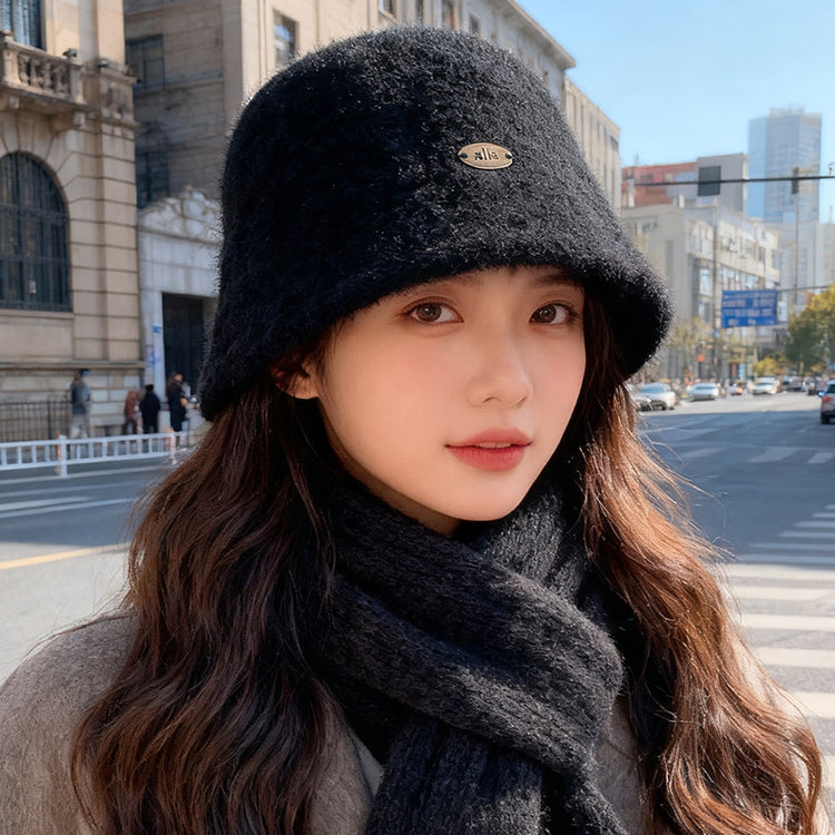 流行帽子｜秋冬新款毛絨漁夫帽子女大頭圍保暖毛絨水桶帽韓版時尚顯臉小盆帽「C5659」25.09-5