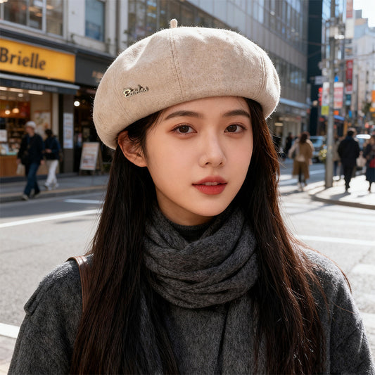 流行帽子｜日系復古毛呢帽子女秋冬百搭貝雷帽休閒畫家帽英倫風顯臉小蓓蕾帽「C5486A」25.10-1