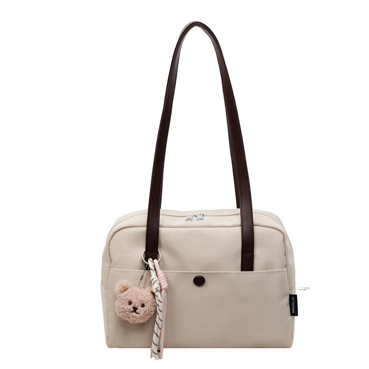 致青春｜大容量帆布包女2025新款復古洋氣單肩包上班通勤托特包「6673-125」25.10-4