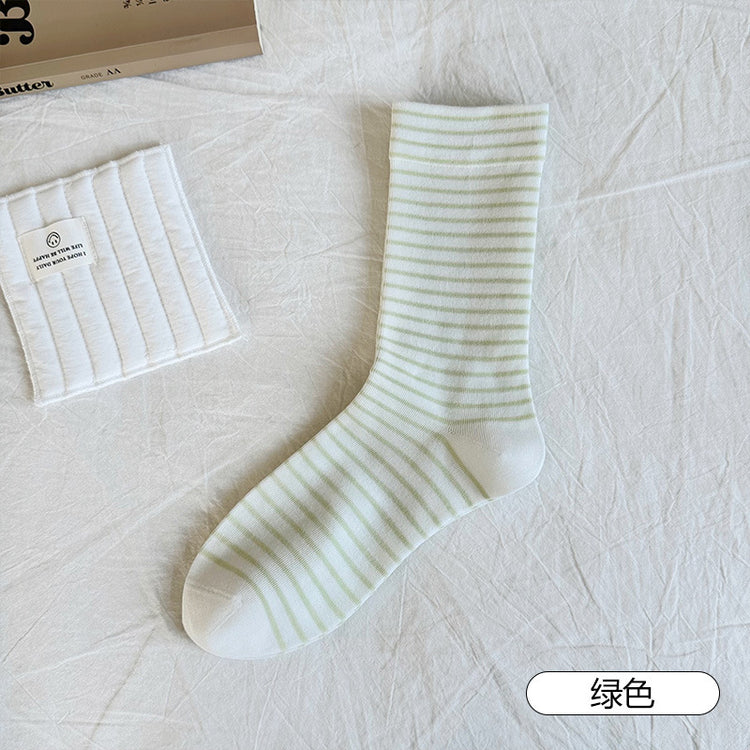 女襪｜條紋襪子女親膚舒適產後哺乳期月子襪彈力無骨吸汗透氣諸暨襪子「SY2519」25.09-4