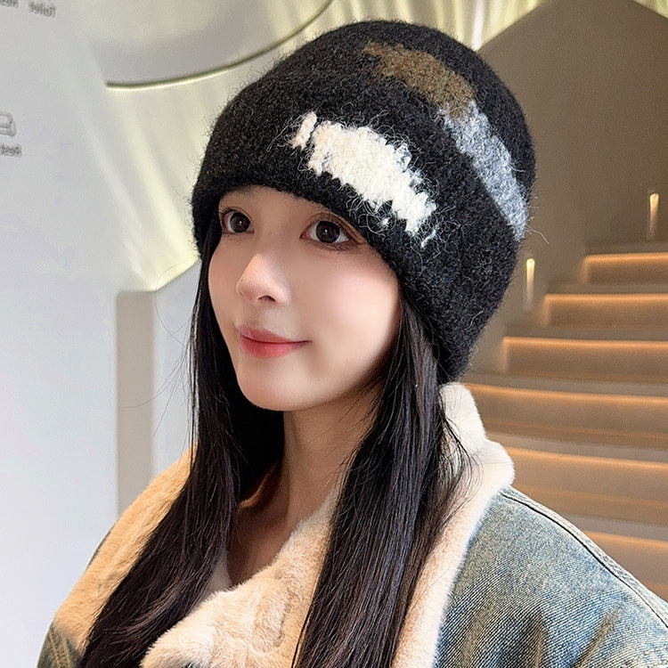 流行帽子 |帽子女秋冬大頭圍顯臉小毛線帽氛圍感戶外保暖針織帽護耳瓜皮帽男「C5573」25.09-2