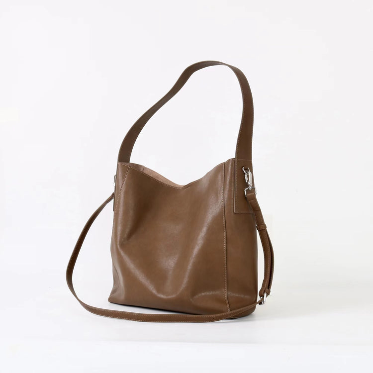 質感真皮｜2025新款高質感軟牛皮慵懶大容量通勤休閒斜挎包托特包時尚單肩腋下包「OS83316」25.10-4