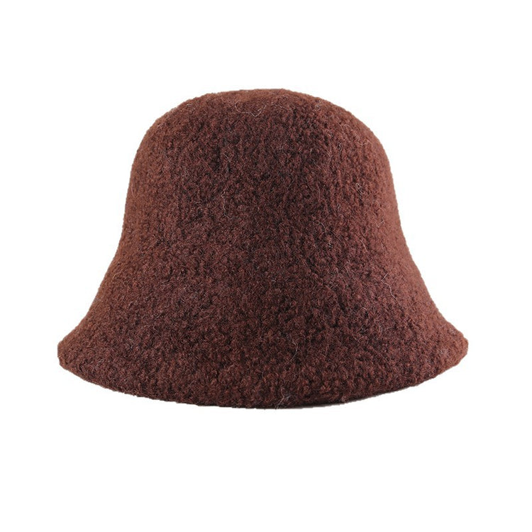 流行帽子｜秋冬新款帽子女純色簡約漁夫帽戶外百搭顯臉小羊毛盆帽保暖水桶帽「C5894」25.12-2