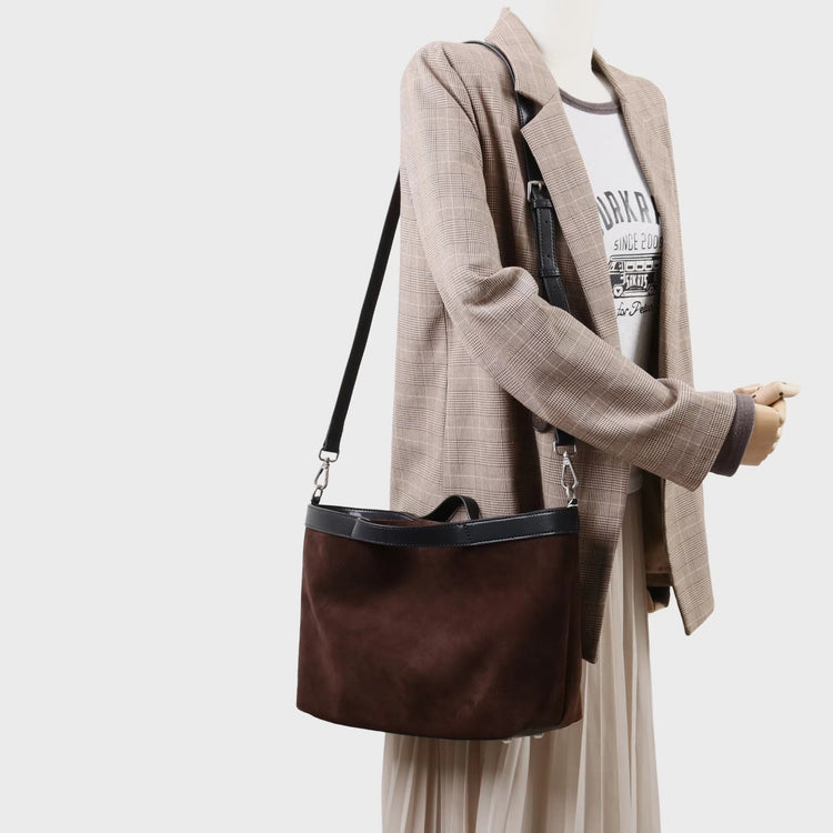 質感真皮｜2025新款復古通勤磨砂牛皮大容量手提包鬆弛感托特包軟皮斜背包「9107」25.11-4