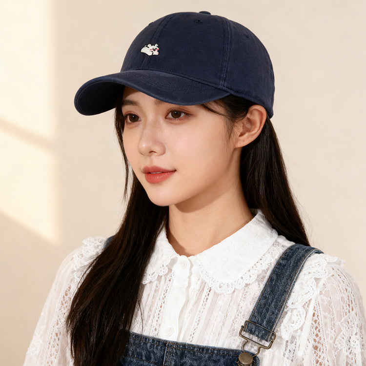 流行帽子｜卡通刺繡鴨舌帽子女2025新款大頭圍顯臉小棒球帽學生情侶遮陽帽男「C5882」25.12-1