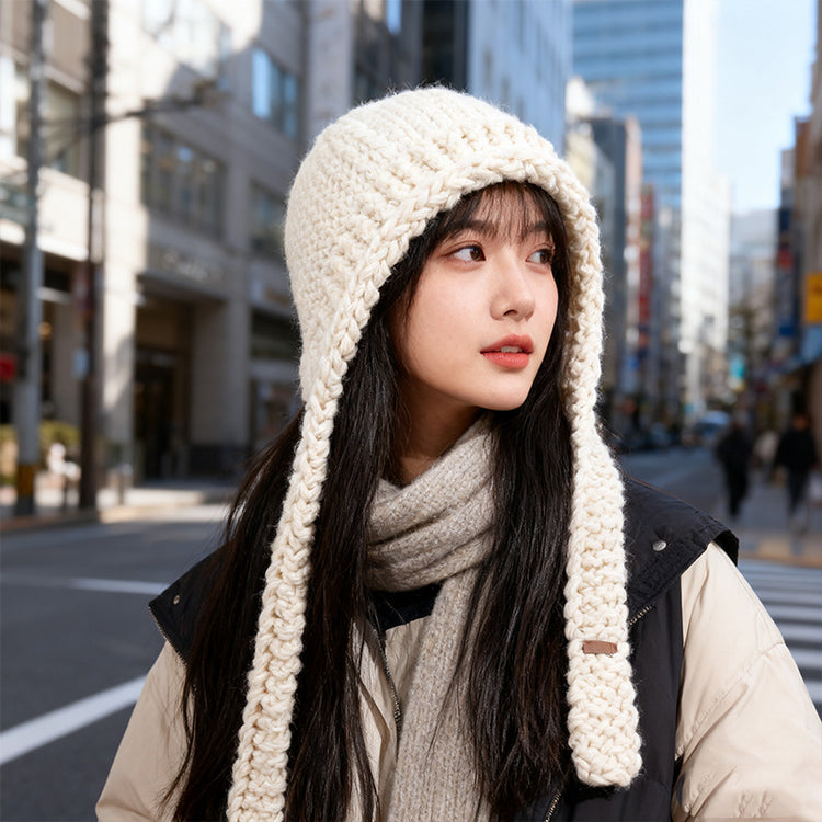 流行帽子｜秋冬新款藍色巴拉克拉法帽女保暖針織套頭戶外防風防寒雷鋒帽子男「C5640」25.09-4