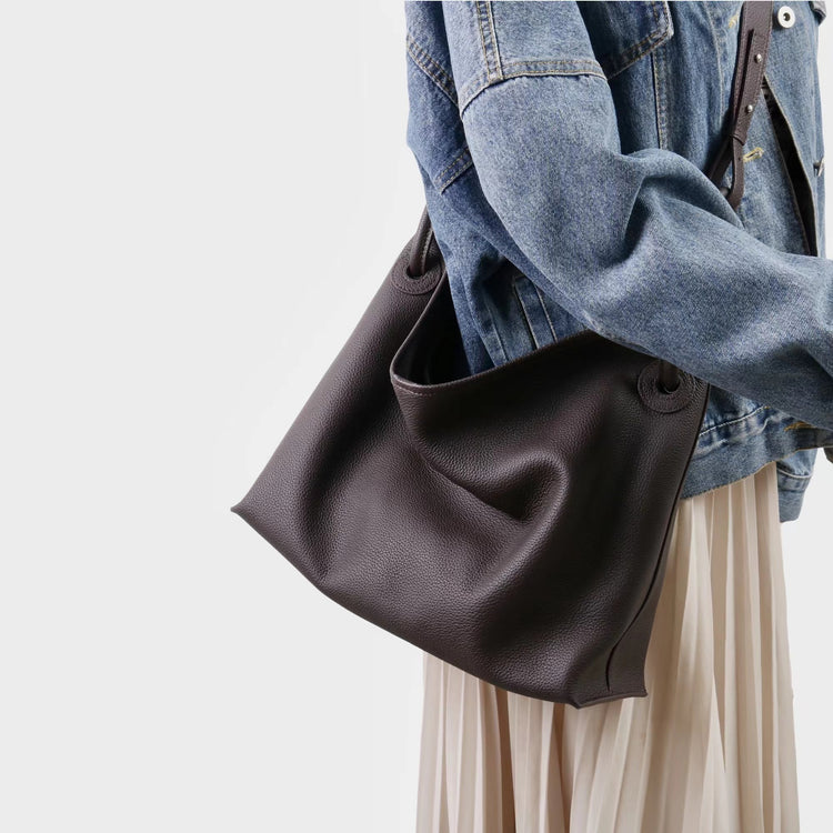 質感真皮｜2025新頭層牛皮圓環吊床通勤托特包大容量包包女大包高級感單肩包「5101」25.12-2