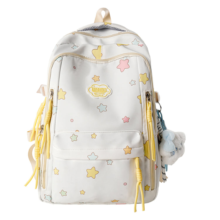 致青春｜日系ins高顏值雙肩包小清新甜美星星背包初高中生輕便大容量書包「2077-133」25.10-4