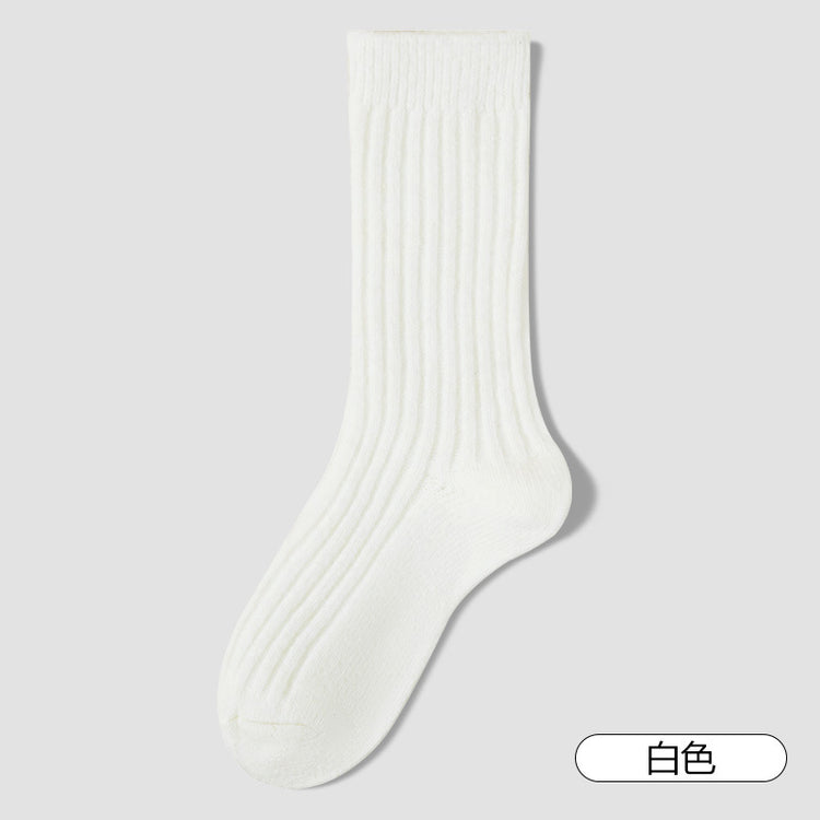 女襪｜羊毛襪子女秋冬加厚蓄熱保暖針織堆堆襪軟糯親膚舒適彈力中筒襪「MP32165」25.12-1