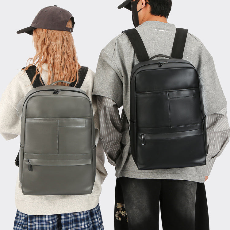 致青春｜高級感雙肩背包男士新款外出多功能背包大容量PU商務通勤電腦包「9781-128」25.12-2