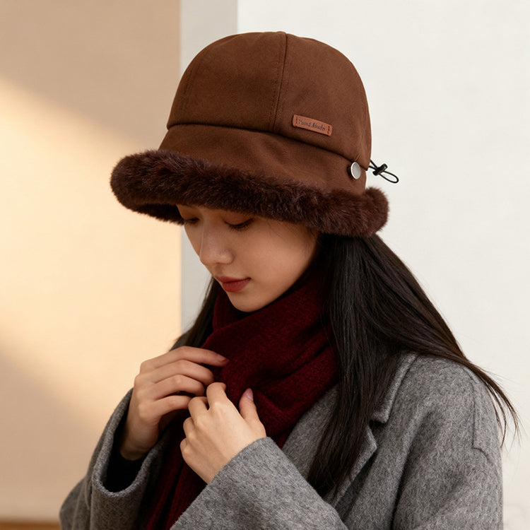 流行帽子｜毛絨帽子女冬季新款加絨漁夫帽加厚騎車保暖棉帽東北戶外防寒盆帽「C3399」25.11-2