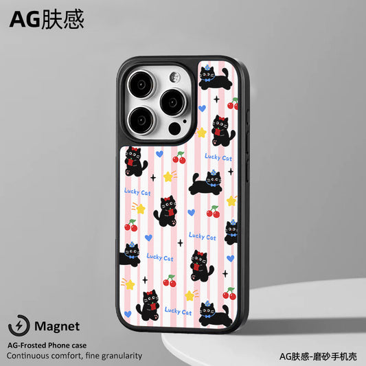 手機殼｜iPhone16Promax磁吸手機殼蘋果13AG磨砂碳纖紋12適用15卡通14「WYB2009」25.05-1