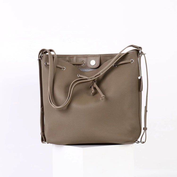 質感真皮｜2025新款時尚歐美氣質頭層牛皮雙肩水桶包百搭斜挎單肩斜挎高級感「7061」25.11-1