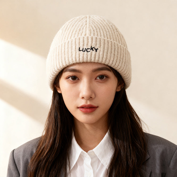 流行帽子｜2025新款帽子女毛線帽保暖護耳顯臉小針織帽時尚百搭刺繡套頭帽潮「C5877」25.12-1