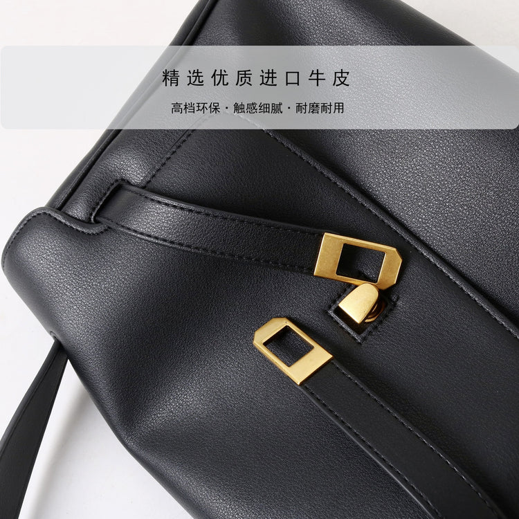 質感真皮｜2025新款通勤復古百搭單肩斜背包外出上班公文包女包時尚潮流單肩包「6191L」25.12-1