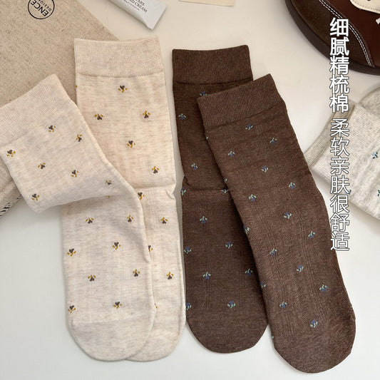 女襪｜襪子女士棉質吸汗透氣彈力無骨中筒襪親膚舒適ins潮堆堆襪「TY148」25.09-3