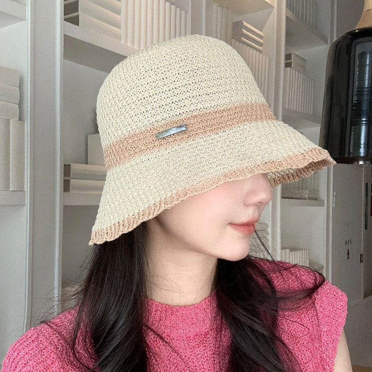 流行帽子｜夏季新款鏤空透氣帽子女編織草帽遮陽沙灘水桶帽海邊太陽帽子批發「C5038」25.05-2