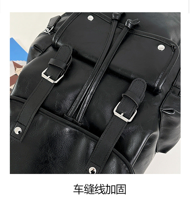 致青春｜韓版PU雙肩包男防潑水情侶休閒旅行背包出差通勤商務質感雙肩包「5619-138」25.10-4