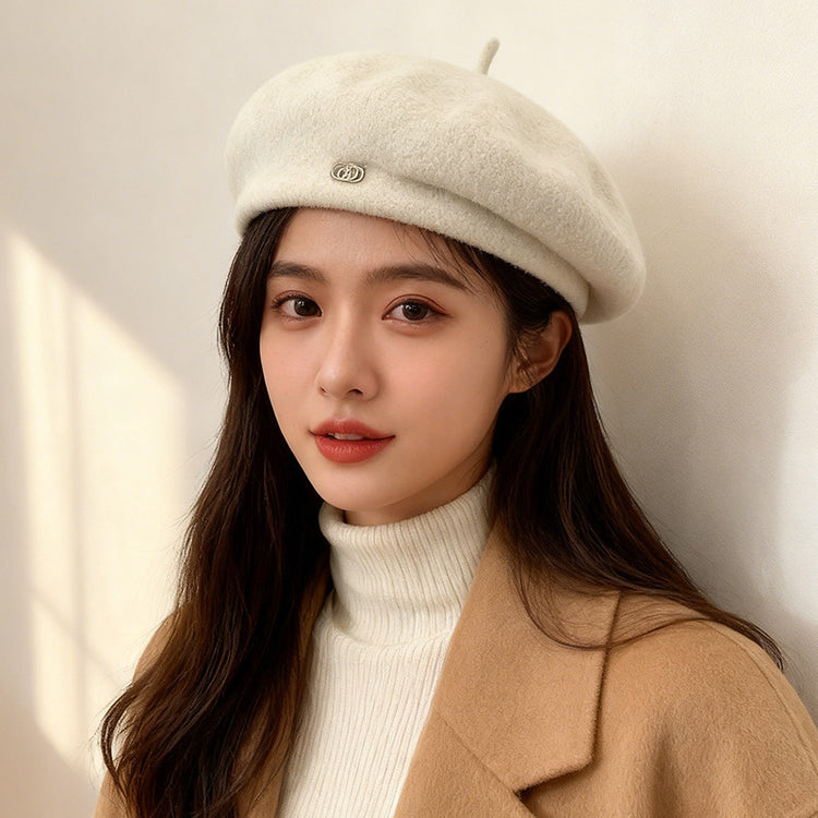 流行帽子｜英倫復古保暖貝雷帽子女秋冬羊毛呢時尚定型畫家帽顯臉小蓓蕾帽潮「C5860」25.11-4
