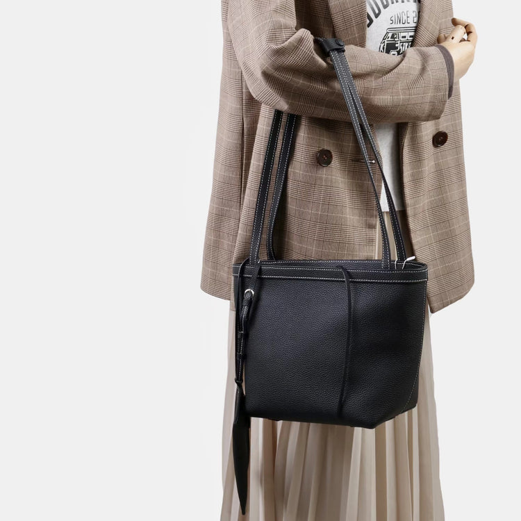 質感真皮｜2025新款牛皮復古時尚單肩手提包百搭高級感托特包子母包通勤極簡包「8271」25.11-2