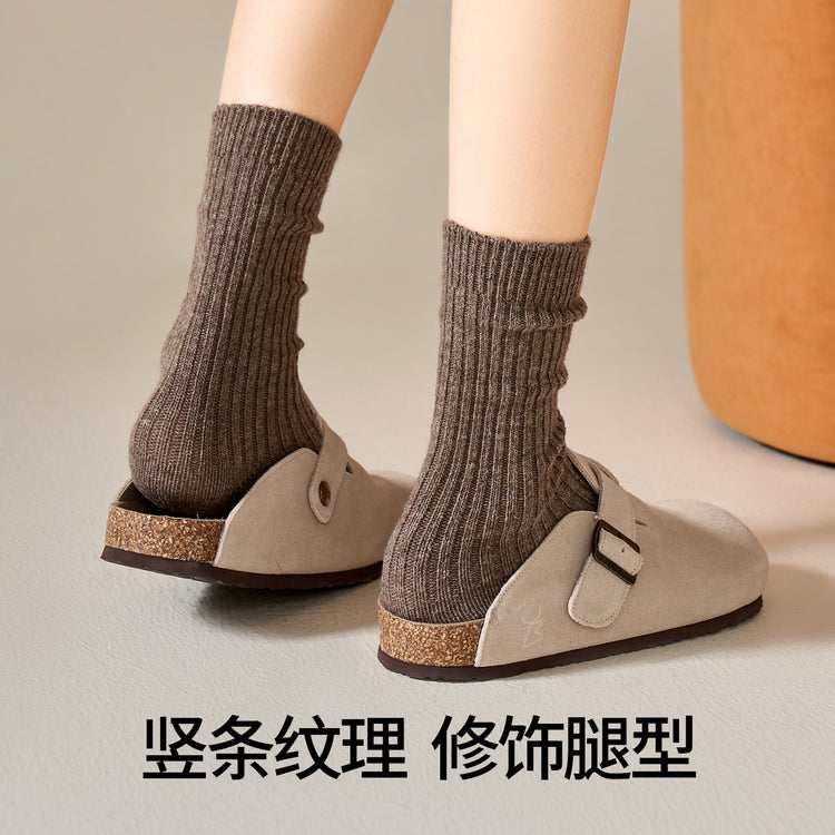 女襪｜美利奴羊毛襪秋冬加厚保暖彈力中筒襪吸汗透氣親膚舒適襪子「RY825113」25.10-3
