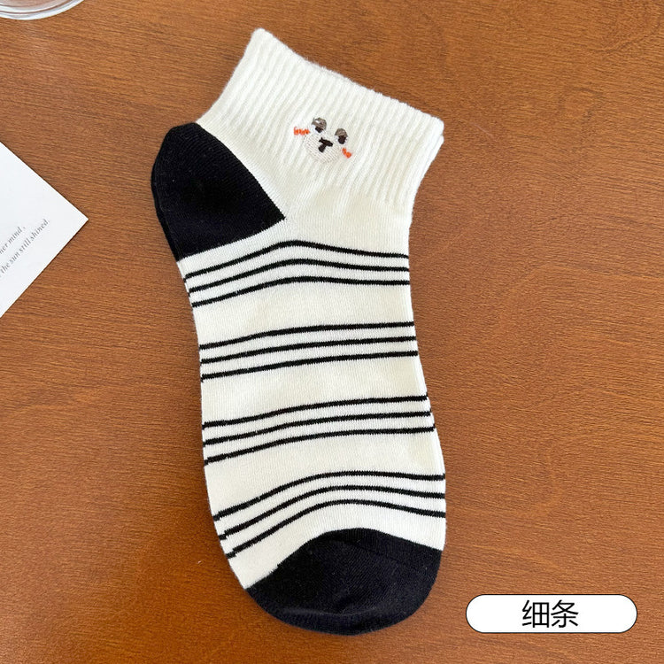 女襪｜襪子女士春夏季薄款吸汗透氣彈力短襪學院風ins潮流運動襪「YK25015」25.07-4