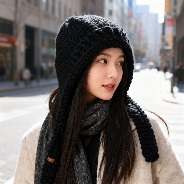 流行帽子｜秋冬新款藍色巴拉克拉法帽女保暖針織套頭戶外防風防寒雷鋒帽子男「C5640」25.09-4