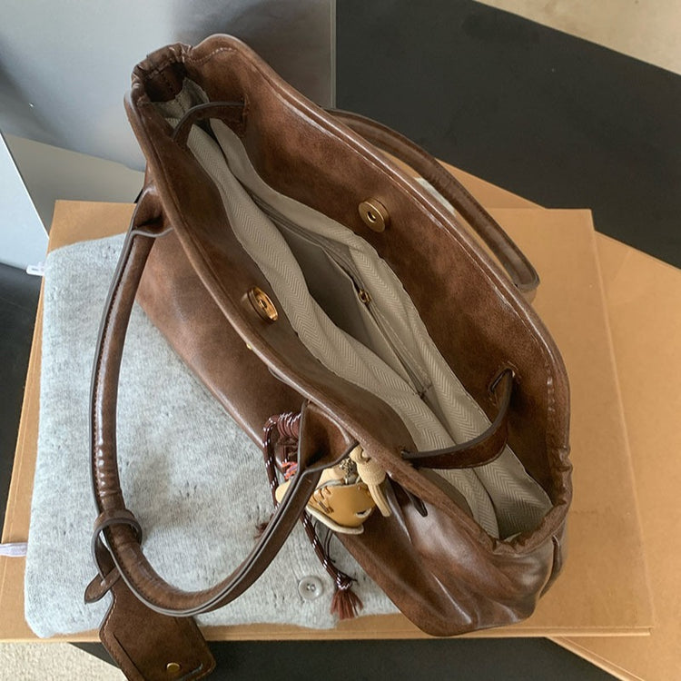 日韓流行｜復古慵懶感公事包包女大容量質感百搭簡約小眾設計手提單肩托特包「H8900」25.11-3