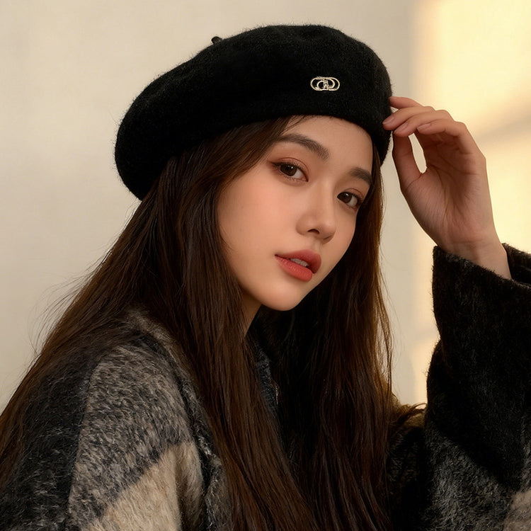 流行帽子｜英倫復古保暖貝雷帽子女秋冬羊毛呢時尚定型畫家帽顯臉小蓓蕾帽潮「C5860」25.11-4