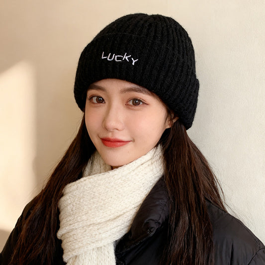 流行帽子｜2025新款帽子女毛線帽保暖護耳顯臉小針織帽時尚百搭刺繡套頭帽潮「C5877」25.12-1